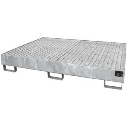 Regal-Bodenwanne, 257 l Auffangvolumen, LxBxH 1750 x 1300 x 250 mm, mit Gitterrost, feuerverzinkt eurokraft pro