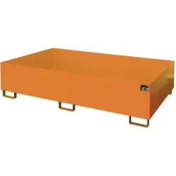 Regal-Bodenwanne, 1000 l Auffangvolumen, LxBxH 2150 x 1300 x 505 mm, ohne Gitterrost, orange lackiert eurokraft pro