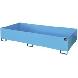 Regal-Bodenwanne, 1000 l Auffangvolumen, LxBxH 2650 x 1300 x 435 mm, ohne Gitterrost, blau lackiert eurokraft pro