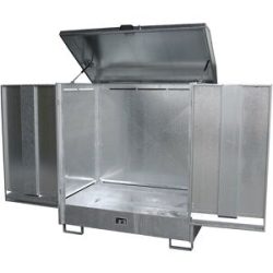 Gefahrstoffdepot, mit 2 Flügeltüren und Staplertaschen, für 2 x 200-l-Fässer, verzinkt eurokraft pro