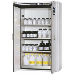 Feuerbeständiger Gefahrstoffschrank Typ 90, 2-türig, Außen-HxBxT 1968 x 1200 x 615 mm, grau, Edelstahl asecos