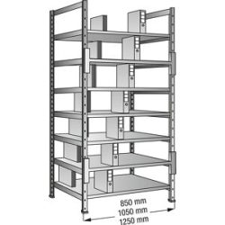 kaiserkraft Ordner- und Archiv-Steckregal, verzinkt, Höhe 2640 mm, doppelseitig, Boden-BxT 800 x 600 mm, Grundfeld