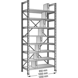 kaiserkraft Ordner- und Archiv-Steckregal, verzinkt, Höhe 3000 mm, einseitig, Boden-BxT 800 x 300 mm, Grundfeld