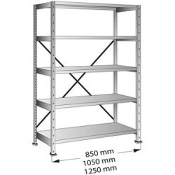 kaiserkraft CLEANA-Steckregal, Grundregal, Bodenbreite 800 mm, 5 Böden, Bodentiefe 400 mm, Fachlast 200 kg