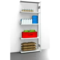 Hygiene-Steckregal, Regalhöhe 2350 mm, 5 Fachböden, BxT 975 x 385 mm, Anbauregal eurokraft pro