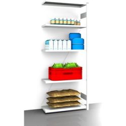 Hygiene-Steckregal, Regalhöhe 2350 mm, 5 Fachböden, BxT 975 x 485 mm, Anbauregal eurokraft pro