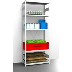 Hygiene-Steckregal, Regalhöhe 2350 mm, 5 Fachböden, BxT 1025 x 585 mm, Grundregal eurokraft pro