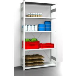 Hygiene-Steckregal, Regalhöhe 2350 mm, 5 Fachböden, BxT 1275 x 585 mm, Grundregal eurokraft pro