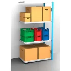 Fachboden-Steckregal, blau / verzinkt, Regalhöhe 2000 mm, Fachbodenbreite 965 mm, Anbauregal, Fachbodentiefe 650 mm eurokraft pro