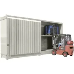 Gefahrstoff-Regalcontainer, Kapazität 32 x 200-l-Fässer, grauweiß eurokraft pro