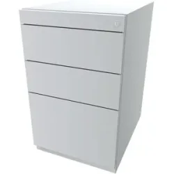 Standcontainer Note?, mit 2 Universalschubladen, 1 Hängeregistratur, ohne Top, Tiefe 565 mm, verkehrsweiß BISLEY