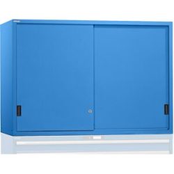 Aufsatzschrank mit Schiebetüren, Türen aus Vollblech, HxBxT 1000 x 1023 x 725 mm, lichtblau LISTA