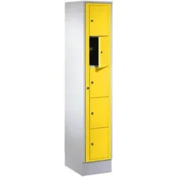 Wäscheausgabeschrank, HxBxT 1800 x 350 x 500 mm, 5 Fächer, lichtgrau / zinkgelb Wolf