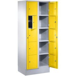 Wäscheausgabeschrank, HxBxT 1800 x 700 x 500 mm, 10 Fächer, lichtgrau / zinkgelb Wolf