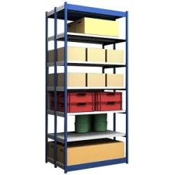 Stabil-Steckregal, doppelseitig, Regalhöhe 3000 mm, blau/verzinkt, Bodenbreite 1325 mm, Grundregal, Breite x Tiefe 1325 x 400 mm hofe