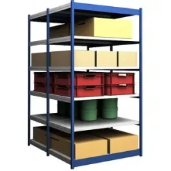 Stabil-Steckregal, doppelseitig, Regalhöhe 2500 mm, blau/verzinkt, Bodenbreite 1325 mm, Grundregal, Breite x Tiefe 1325 x 800 mm hofe