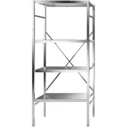 kaiserkraft Edelstahl-Steckregal, 4 glatte Fachböden, Fachbodenbreite x Tiefe 740 x 540 mm, Grundregal
