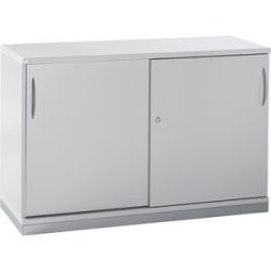 kaiserkraft LENA - Schiebetürenschrank, 1 Fachboden, 2 Ordnerhöhen, 2 Schiebetüren, HxBxT 781 x 1200 x 442 mm, lichtgrau