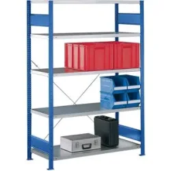 Steckregal, einreihig, Fachboden-BxT 1300 x 600 mm, blau, Höhe 2500 mm, Grundregal eurokraft pro