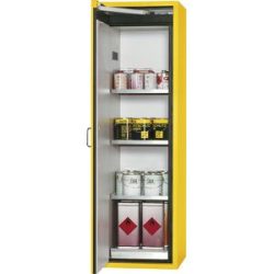 Feuerbeständiger Gefahrstoffschrank Typ 90, 1-türig, Außen-HxBxT 1968 x 600 x 615 mm, gelb, Edelstahl asecos
