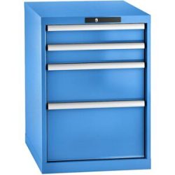 Schubladenschrank, Stahlblech, HxB 800 x 564 mm, 4 Schubladen, lichtblau LISTA