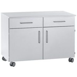 kaiserkraft Labor-Unterschrank, hoch, 2 Schubladen, 2 Türen, 2 Böden, 1 Mittelwand, Breite 836 mm