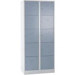 5er-Schließfachschrank Dresden, 2 Abteile, lichtgrau / silbergrau, B 800 mm, mit Bodensockel Wolf