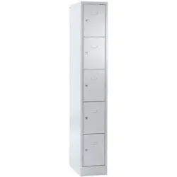 5er-Schließfachschrank Dresden, 1 Abteil, lichtgrau, B 300 mm, mit Bodensockel Wolf