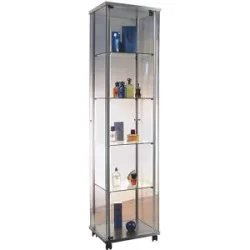 kaiserkraft Präsentations-Vitrine, 1 Drehflügeltür, 4 Dekorfüße
