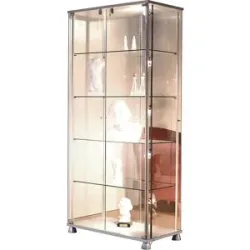 kaiserkraft Präsentations-Vitrine, 2 Drehflügeltüren, 4 Dekorfüße