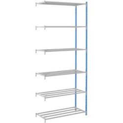 Steckregal, mit Rohr-Fachböden, HxBxT 2496 x 990 x 600 mm, Anbauregal Manorga