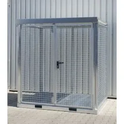Montierter Gasflaschen-Gittercontainer, 45 Flaschen mit Ø 230 mm, Bodenausführung Gitterrost eurokraft pro
