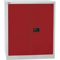 UNIVERSAL Flügeltürenschrank, HxBxT 1000 x 914 x 400 mm, 1 Fachboden, 2 Ordnerhöhen, lichtgrau / kardinalrot BISLEY