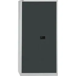 UNIVERSAL Flügeltürenschrank, HxBxT 1950 x 914 x 400 mm, 4 Fachböden, 5 Ordnerhöhen, lichtgrau / anthrazit BISLEY