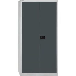UNIVERSAL Flügeltürenschrank, HxBxT 1950 x 914 x 400 mm, mit Garderobeneinsatz, lichtgrau / anthrazit BISLEY