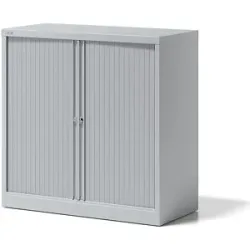 Rollladenschrank ESSENTIALS, HxBxT 1000 x 1000 x 470 mm, 1 Fachboden, lichtgrau BISLEY