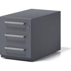 Rollcontainer Note?, mit 3 Universalschubladen, HxBxT 495 x 420 x 775 mm, mit Griff, anthrazitgrau BISLEY