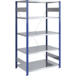 Steckregal, Bauart leicht, einseitig, HxBxT 2000 x 1000 x 800 mm, blau/verzinkt, Grundregal eurokraft pro