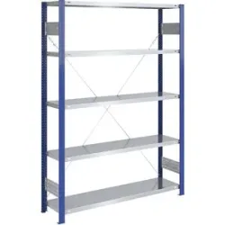 Steckregal, Bauart leicht, einseitig, HxBxT 2000 x 1300 x 400 mm, blau/verzinkt, Grundregal eurokraft pro