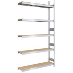 Großfach-Steckregal mit Spanplatten, Höhe 3000 mm, Breite 1500 mm, Feldlast 2000 kg, Tiefe 400 mm, Anbauregal hofe