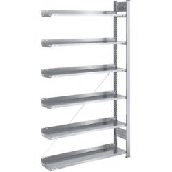 Akten-Steckregal, verzinkt, Regalhöhe 2000 mm, einseitig, Anbauregal, BxT 1000 x 300 mm hofe