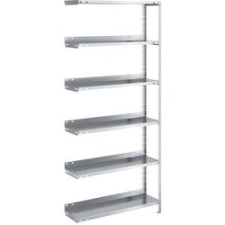 Akten-Schraubregal, verzinkt, Regalhöhe 1850 mm, Anbauregal, Breite x Tiefe 750 x 300 mm hofe