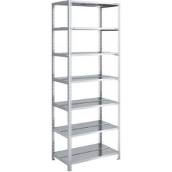 Akten-Schraubregal, verzinkt, Regalhöhe 2200 mm, doppelseitig, Grundregal, Breite x Tiefe 750 x 600 mm hofe