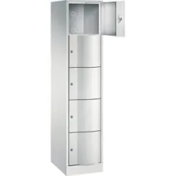 C+P Schliessfachschrank Resisto, 1 Abteil, 5 Fächer, B 396 x T 540 x H 1950 mm, Lichtgrau