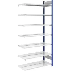 Ordner-Steckregal, doppelseitig, Höhe 2350 mm, BxT 1000 x 600 mm, Anbauregal, blau / grau hofe