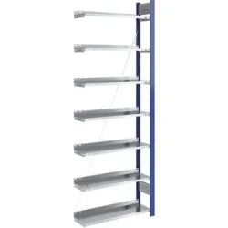 Ordner-Steckregal, einseitig, Höhe 2350 mm, BxT 750 x 300 mm, Anbauregal, blau / verzinkt hofe