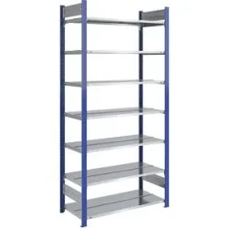 Ordner-Steckregal, doppelseitig, Höhe 2350 mm, BxT 1000 x 600 mm, Grundregal, blau / verzinkt hofe