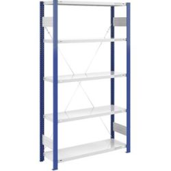 Steckregal, Bauart leicht, einseitig, HxBxT 2000 x 1000 x 400 mm, blau/grau, Grundregal eurokraft pro