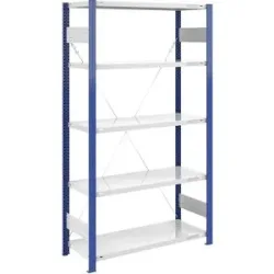 Steckregal, Bauart leicht, einseitig, HxBxT 2000 x 1000 x 500 mm, blau/grau, Grundregal eurokraft pro
