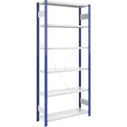 Steckregal, Bauart leicht, einseitig, HxBxT 2500 x 1000 x 400 mm, blau/grau, Grundregal eurokraft pro